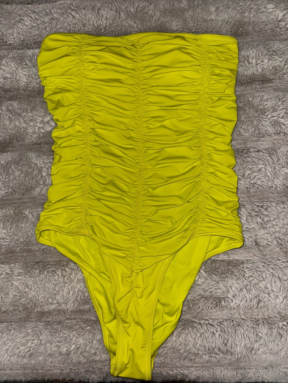ZARA Neon Lime Strapless One-Piece Swimsuit 🩱 size Large used in great condition